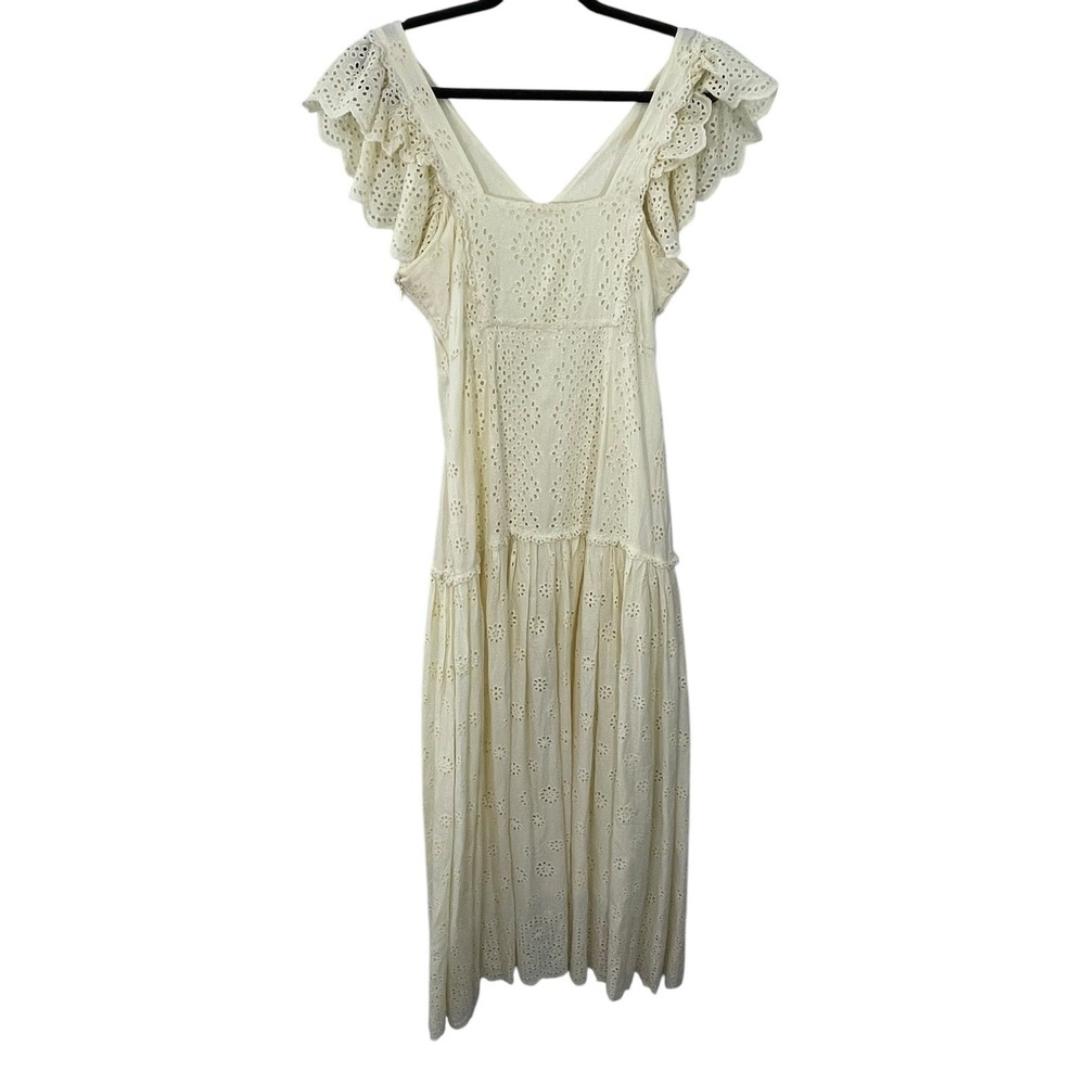 NWT LoveShackFancy Cressida Eyelet Maxi Dress in Pisco Yellow Buttercream MEDIUM - Picture 8 of 16